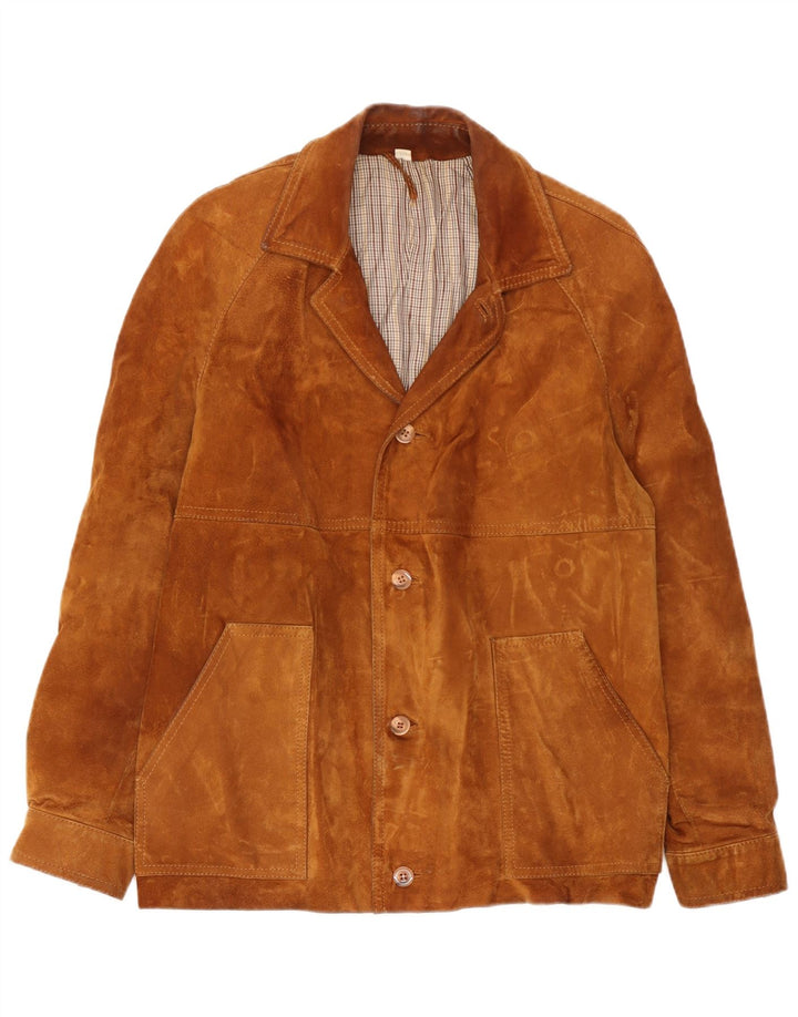Vintage hombres ante chaqueta IT 50 grande beige