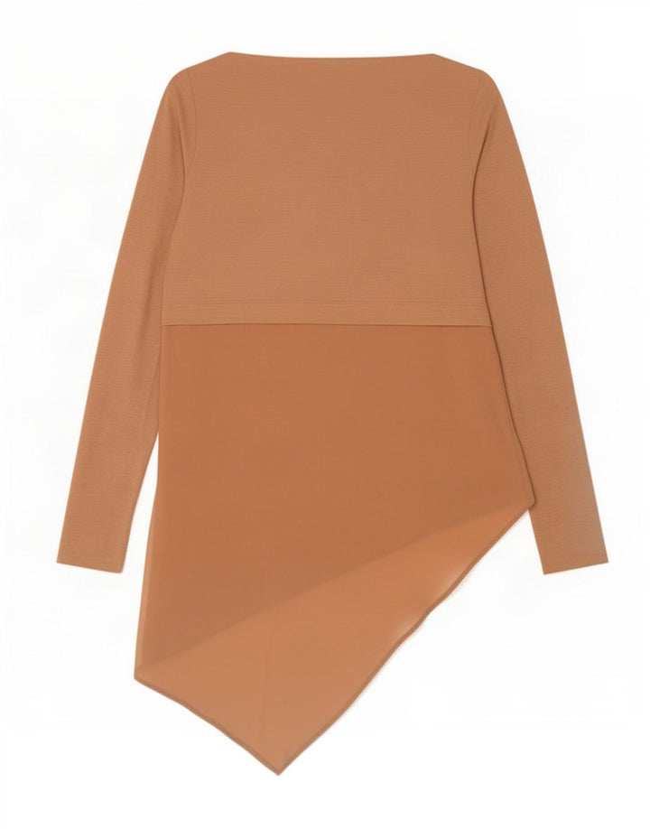 Zara Mujer Top Túnica Asimétrica UK 42 Medio Beige
