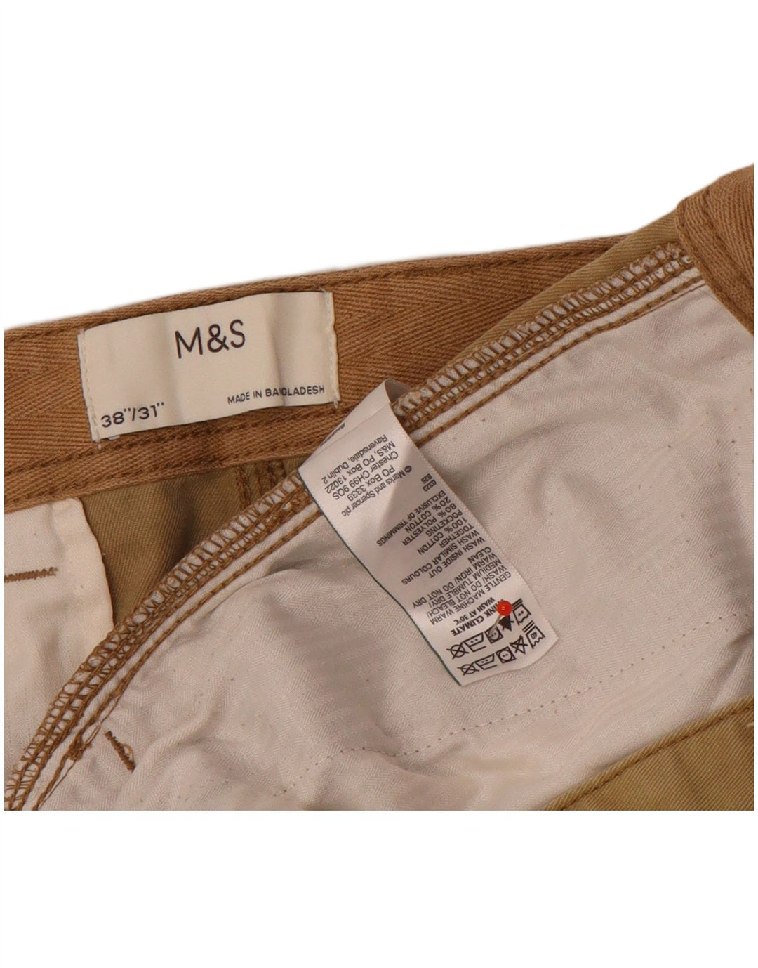 Marks & Spencer Pantalones cargo rectos para hombre W38 L31 Algodón marrón