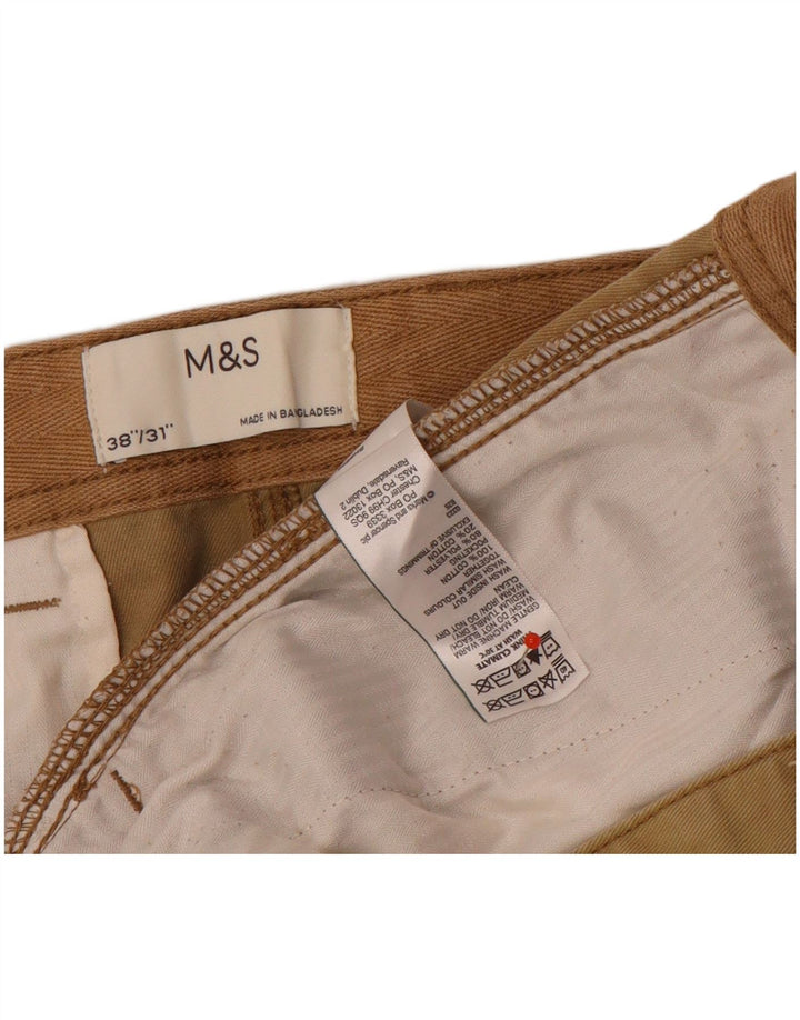 Marks & Spencer Pantalones cargo rectos para hombre W38 L31 Algodón marrón