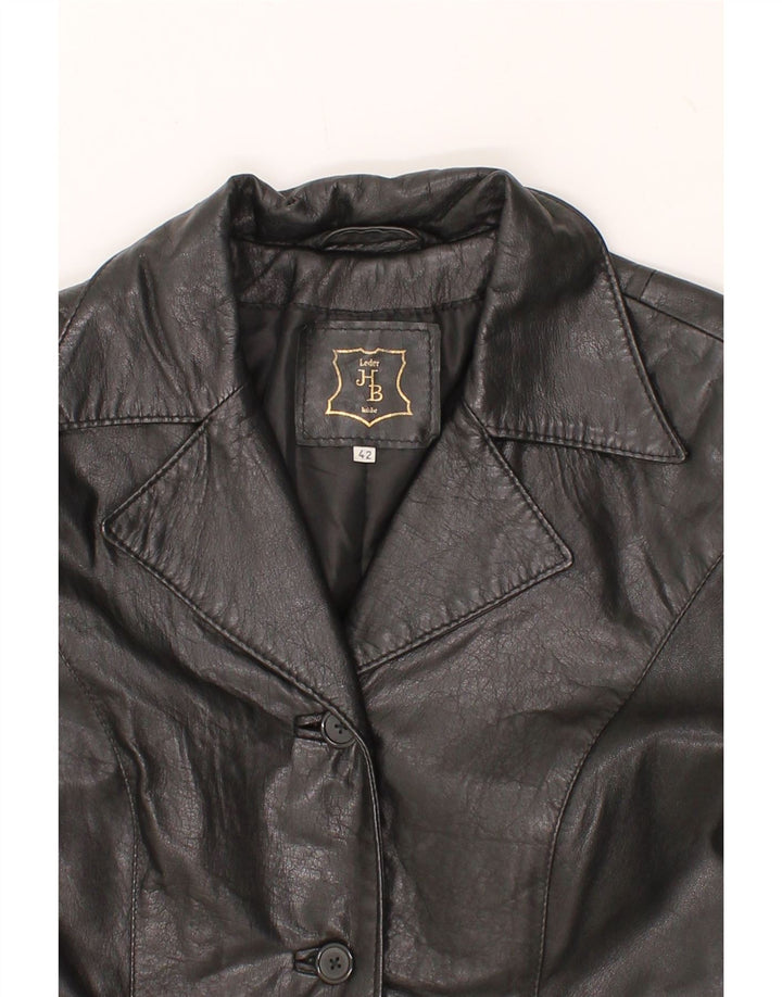 VINTAGE Womens Leather Coat IT 42 Medium Black Leather Vintage Vintage and Second-Hand Vintage from Messina Hembry 
