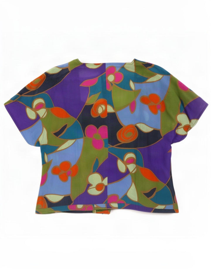 Blusa Camisa Manga Corta Mujer Elite IT 46 Large Acetato Multicolor