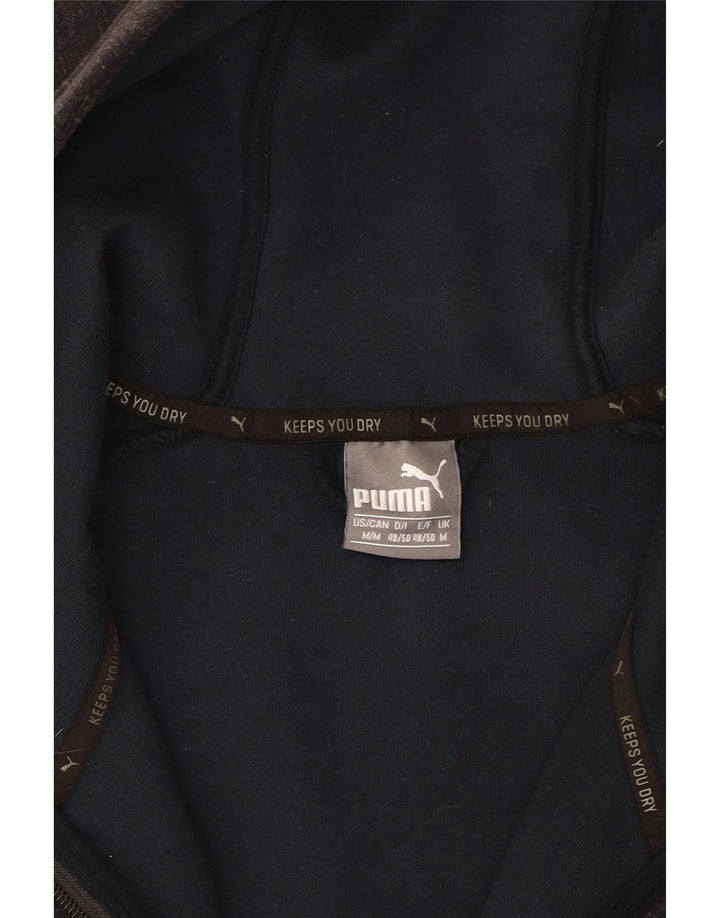 PUMA Mens Zip Hoodie Sweater Medium Black Flecked Cotton Vintage Puma and Second-Hand Puma from Messina Hembry 