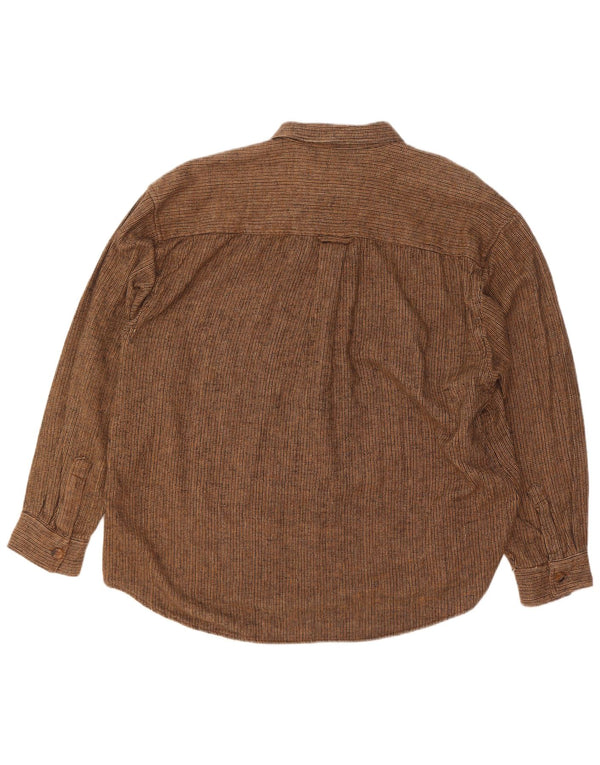 Chaser Camisa de franela para hombre Talla 16 Algodón a rayas marrón grande