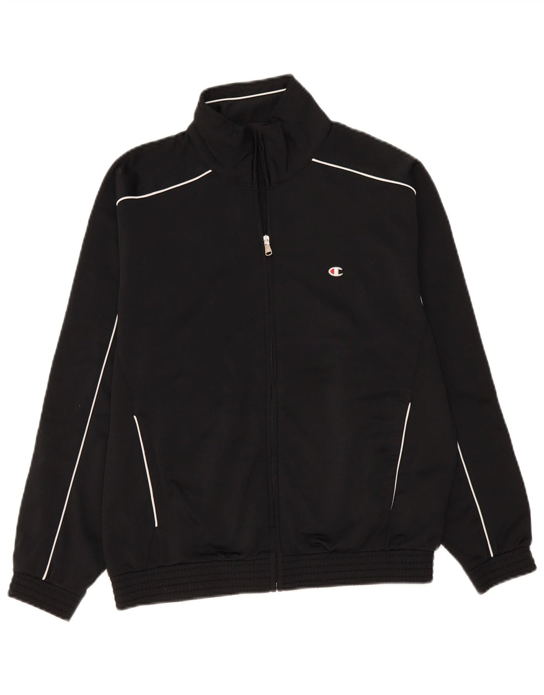 CHAMPION Chaqueta superior de chándal de corte holgado para hombre Poliéster a rayas negras pequeñas