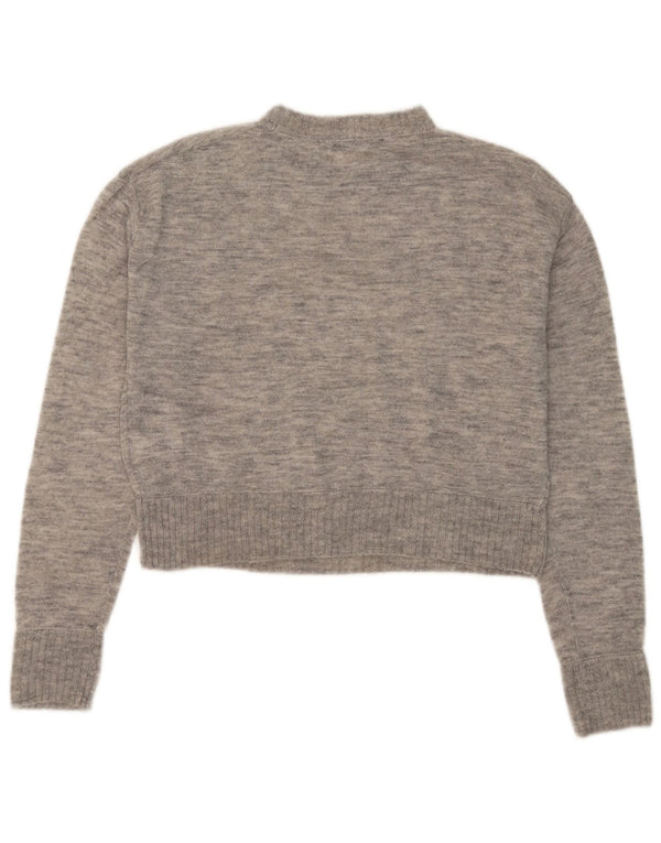 Zara Mujer Oversize Cuello Alto Jersey Jersey UK 10 Small Gris Lana