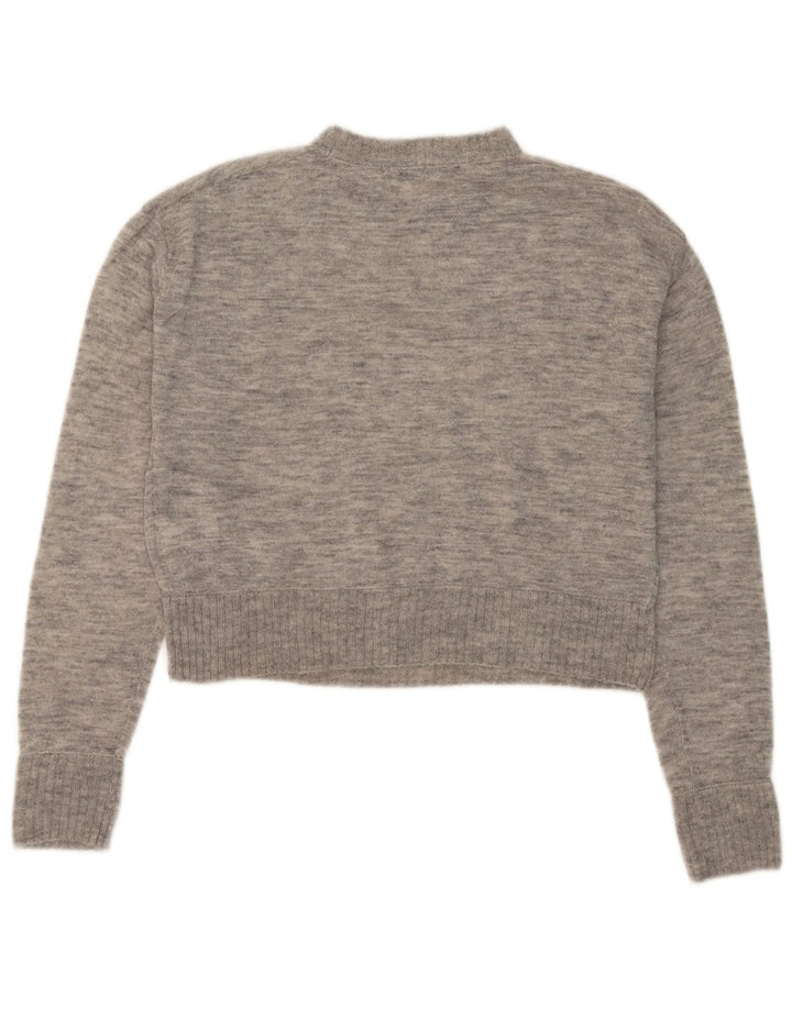Zara Mujer Oversize Cuello Alto Jersey Jersey UK 10 Small Gris Lana