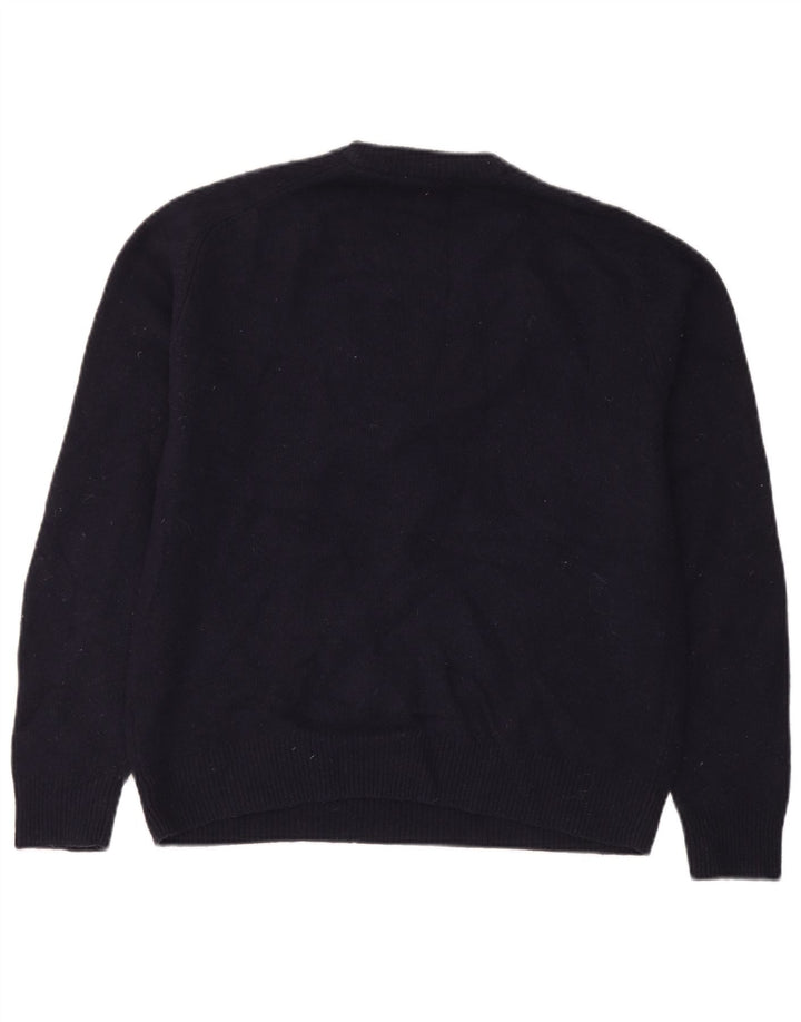John Lewis - Jersey de cuello redondo para hombre, talla grande, lana de cordero azul marino