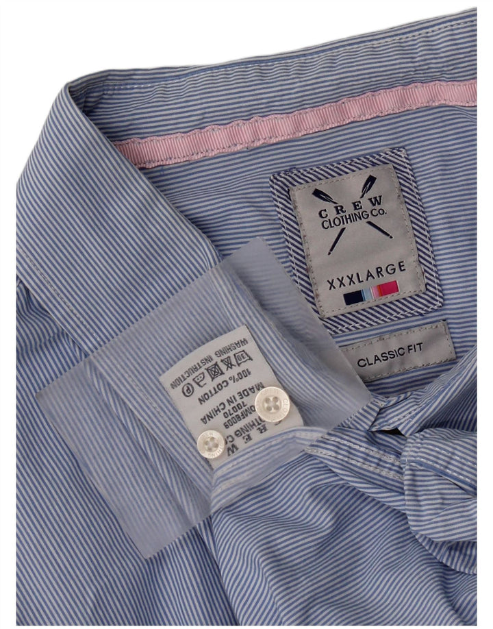 Crew Clothing Camisa de corte clásico para hombre 3XL Algodón a rayas azules