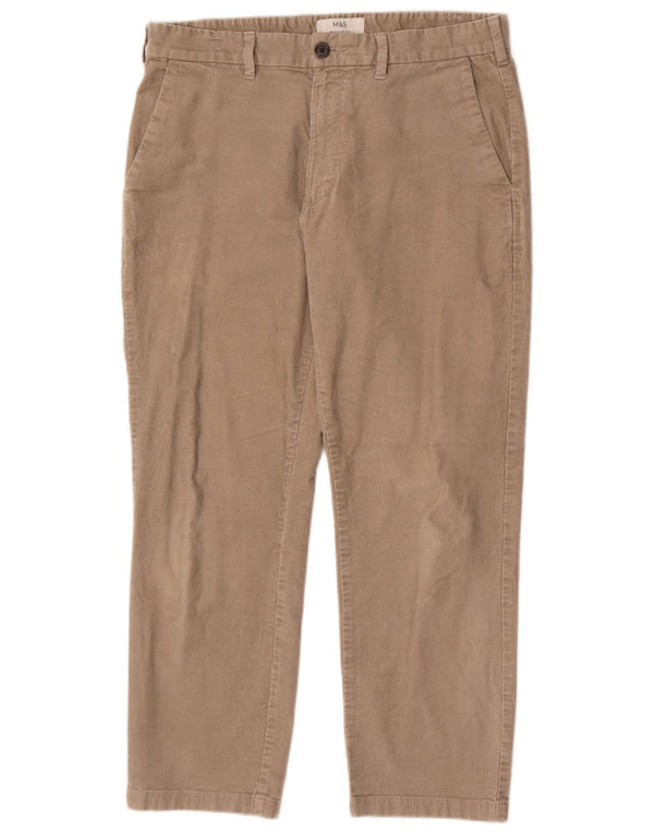 Marks & Spencer Pantalones de pana de corte regular para hombre W34 L29 Algodón beige