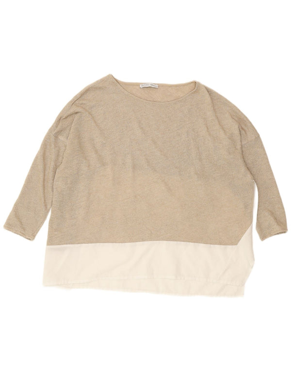Zara Mujer Blusa Extragrande Top UK 10 Small Gold Colorblock