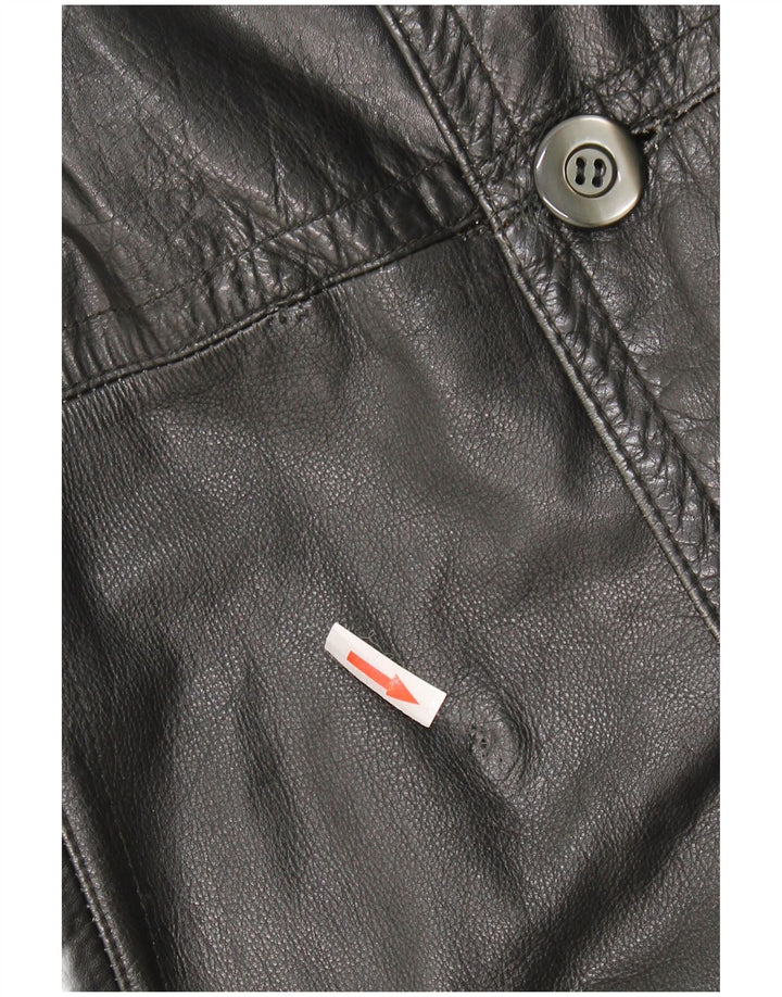 Vintage hombres cuero abrigo Reino Unido 40 cuero negro grande