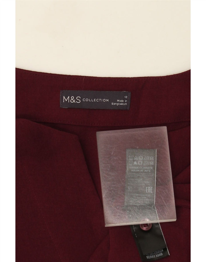 Marks & Spencer Blusa de manga larga para mujer UK 42 Medium Borgoña