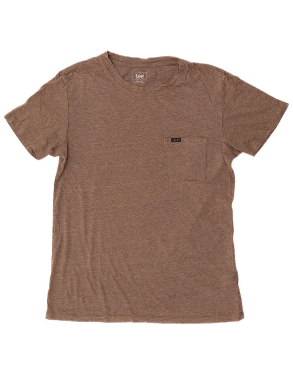 Lee Camiseta Slim Fit para Hombre Top Pequeño De Algodón Moteado Marrón