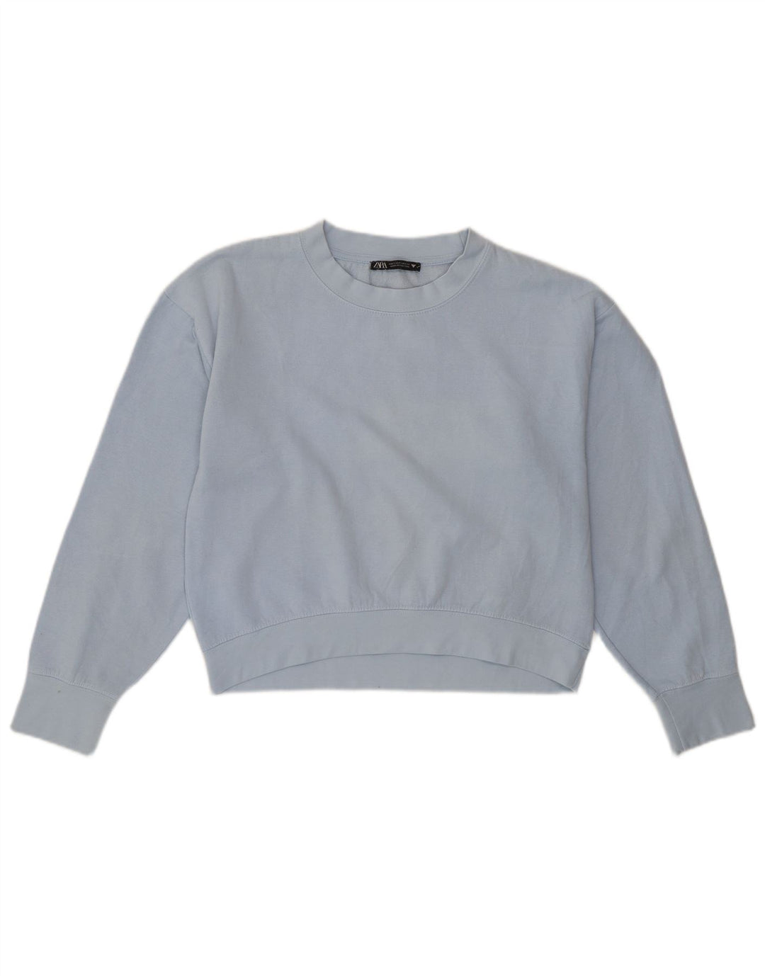 Zara Mujer Crop Oversize Sudadera Jumper UK 10 Small Azul Poliéster