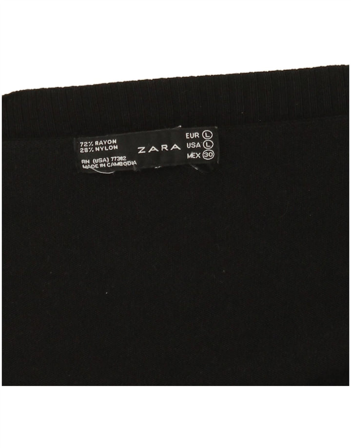 Zara - Cárdigan abierto para mujer, talla 44, talla grande, rayón negro