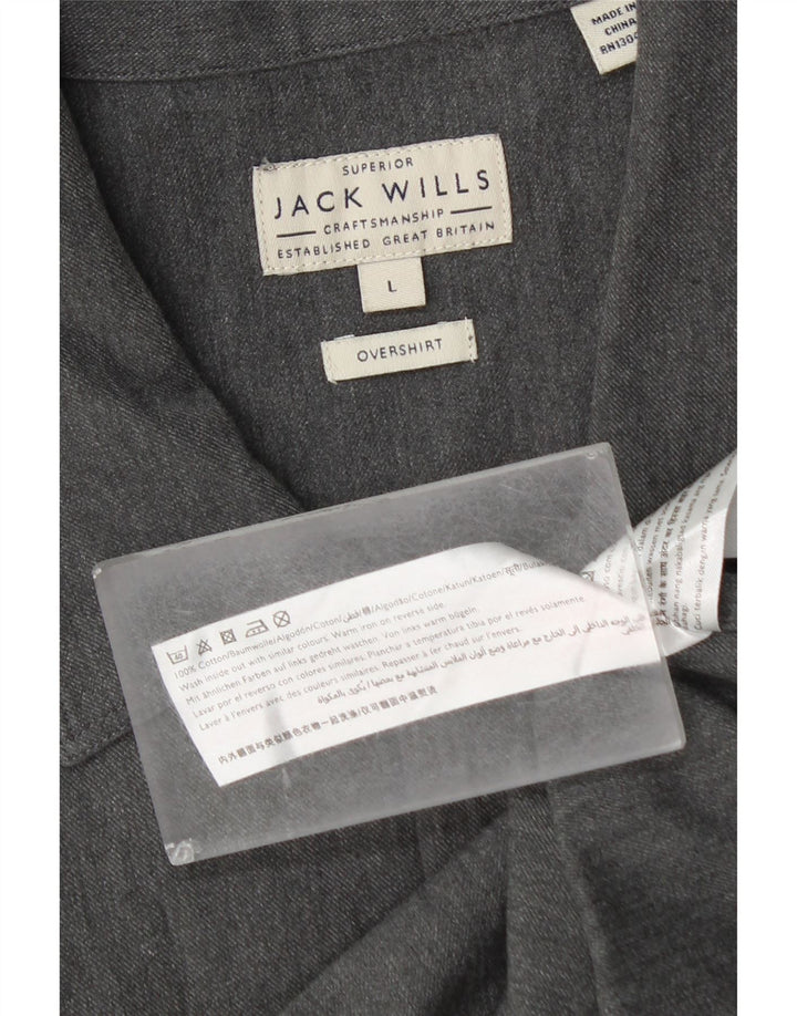 Jack Wills Camisa Sobrecamisa Para Hombre Grande Gris Algodón
