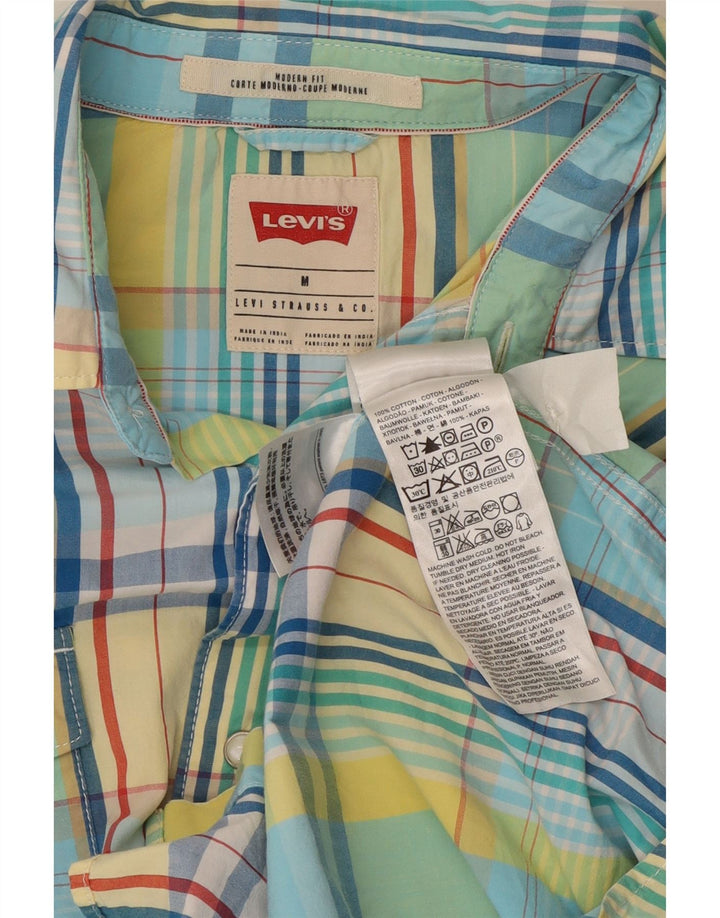 Levi's Camisa de manga corta de ajuste moderno de algodón a cuadros en azul medio para hombre