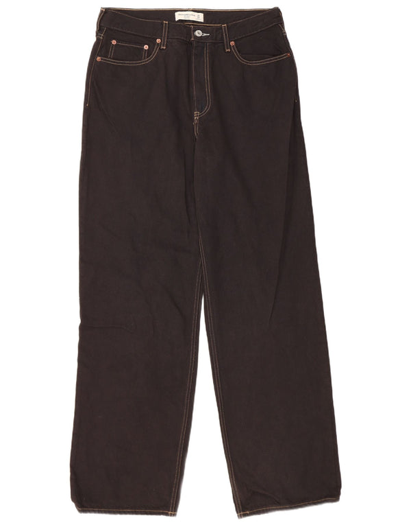 Abercrombie & Fitch Jeans Sueltos de Talle Alto para Mujer US 10 Large W30 L32 Negro