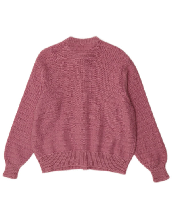Vintage mujer Cardigan suéter Reino Unido 14 medio rosa rayas