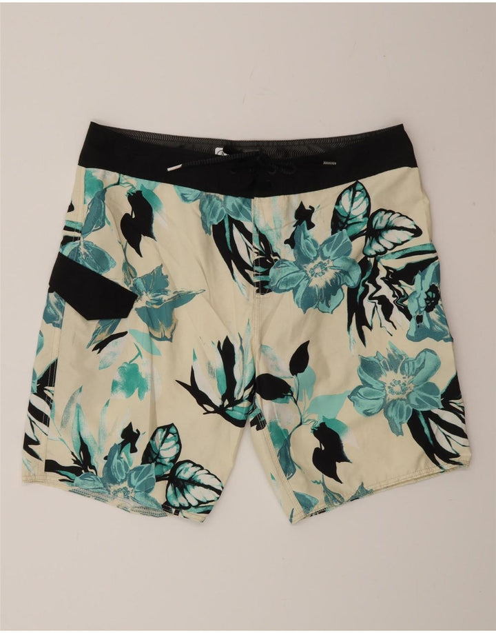 Volcom Bañador con estampado gráfico para hombre, talla grande, blanco, floral