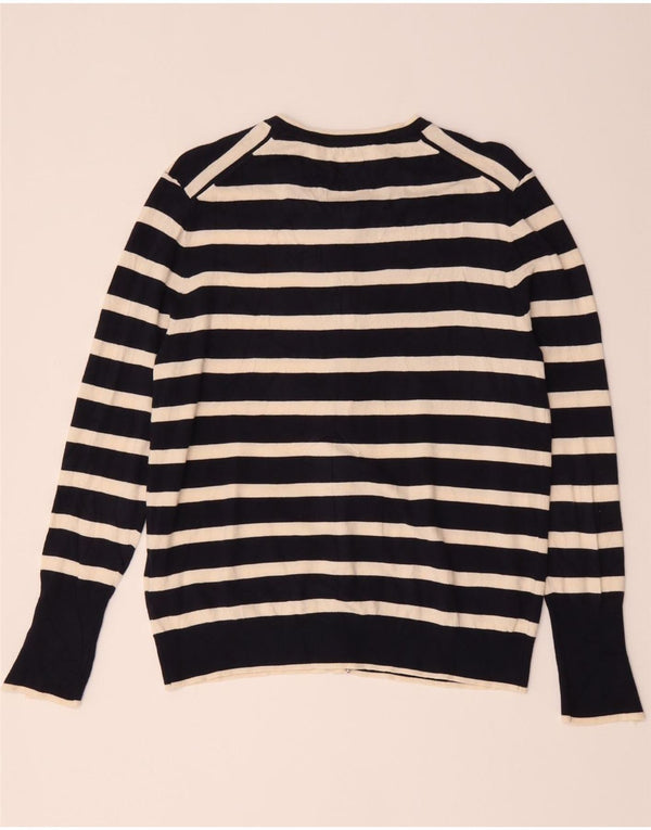 Zara Mujer Cárdigan Suéter UK 20 2XL Azul Marino Rayas Viscosa