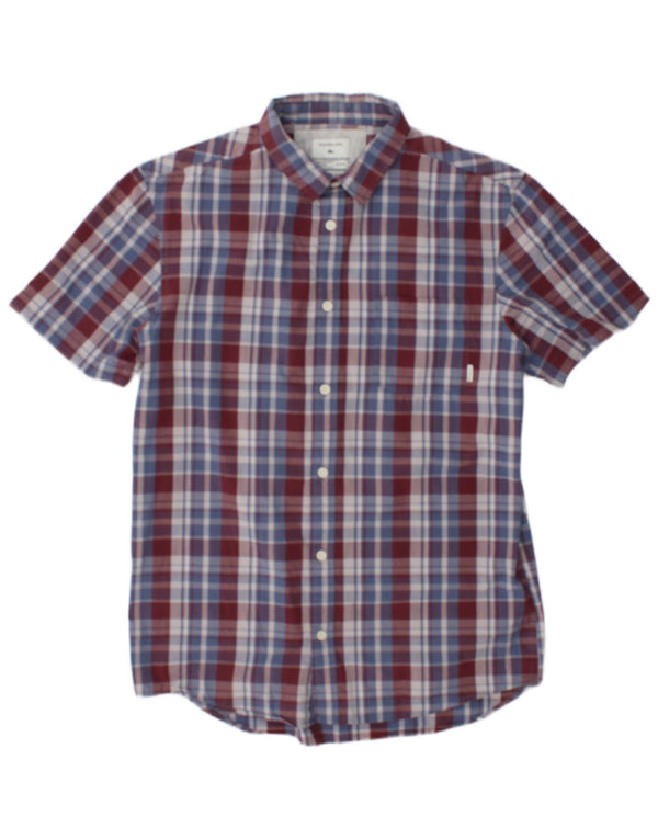 Quiksilver Camisa de manga corta para hombre Medium Multicolor Check Cotton