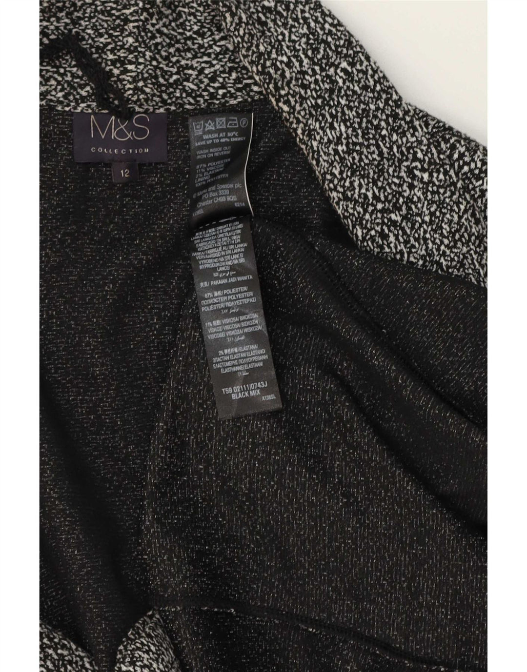 Marks & Spencer Chaqueta tipo blazer abierta de punto para mujer UK 42 Mediana con moteados negros
