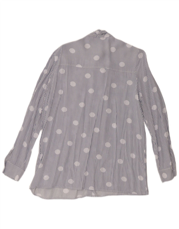 Tommy Hilfiger Blusa con lazo frontal para mujer US 12 grande con lunares azules