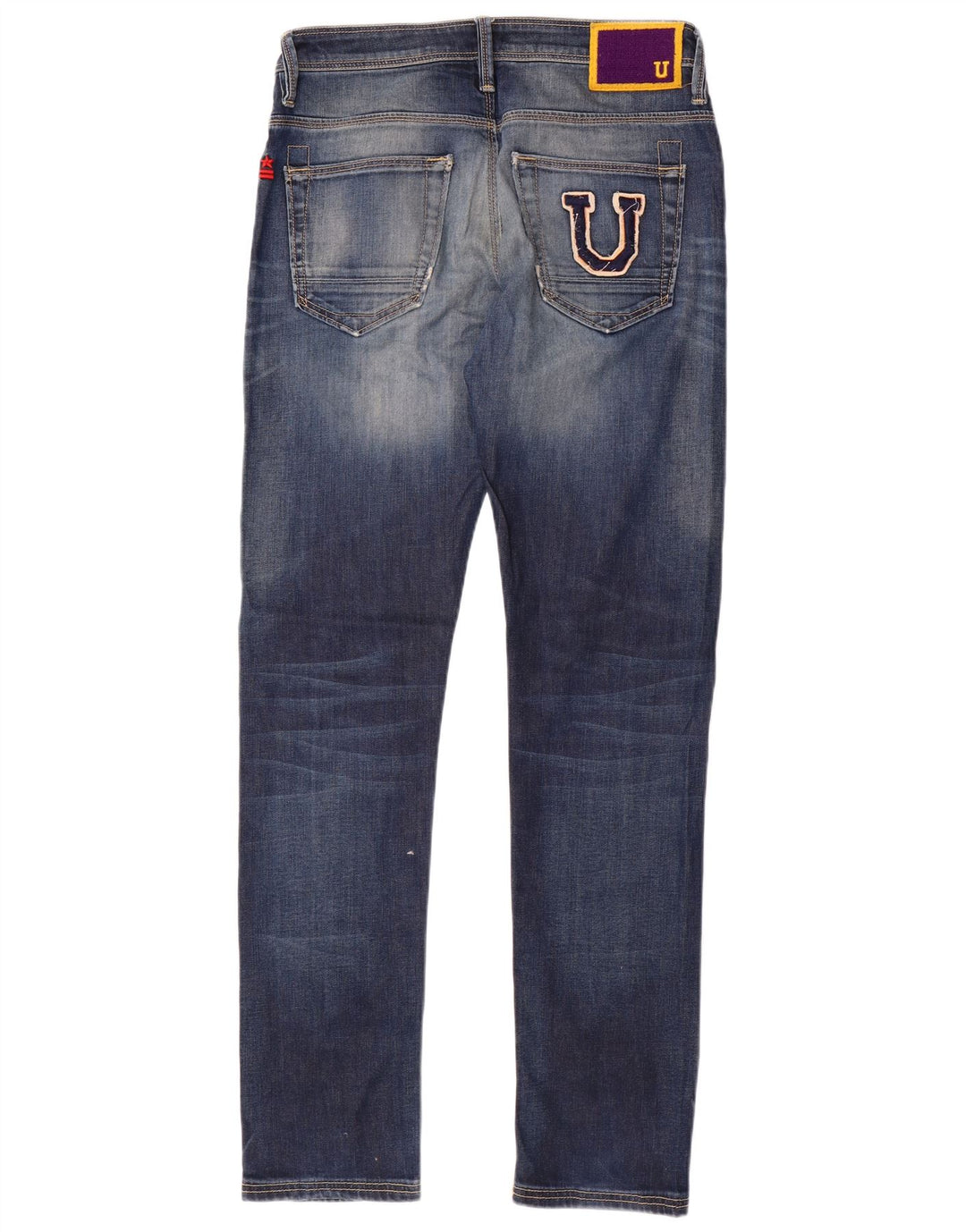 Vaqueros ajustados desgastados con gráfico uniforme para hombre W32 L33 Algodón azul