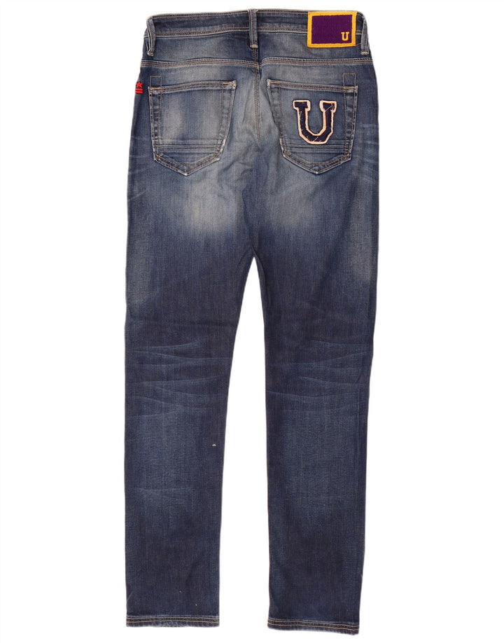 Vaqueros ajustados desgastados con gráfico uniforme para hombre W32 L33 Algodón azul