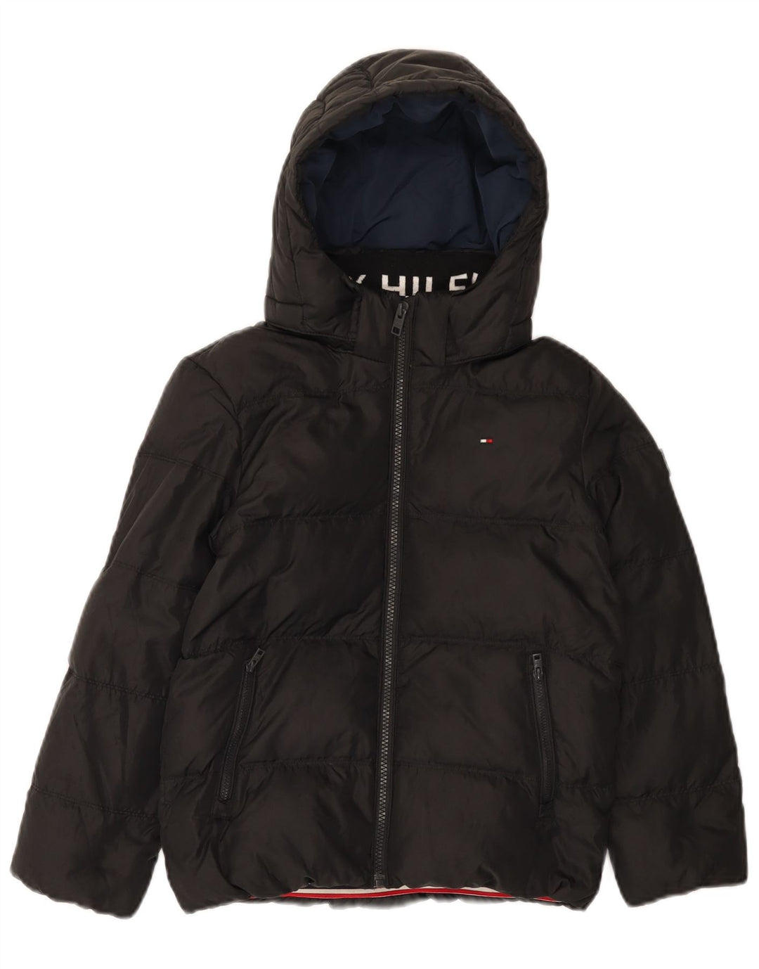 Tommy Hilfiger Chaqueta acolchada con capucha para niños 7-8 años Negro Poliéster