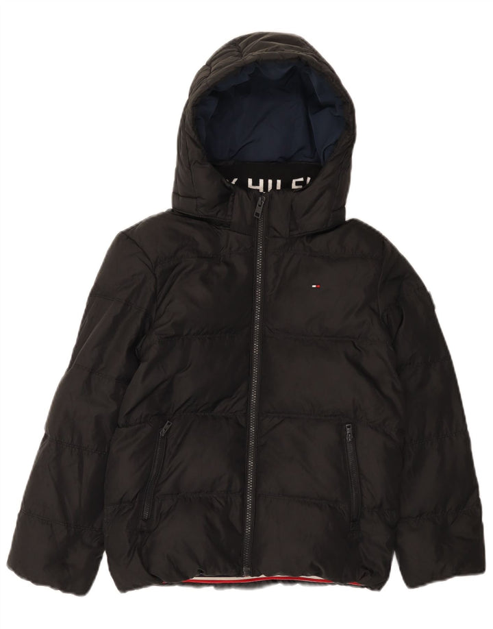 Tommy Hilfiger Chaqueta acolchada con capucha para niños 7-8 años Negro Poliéster