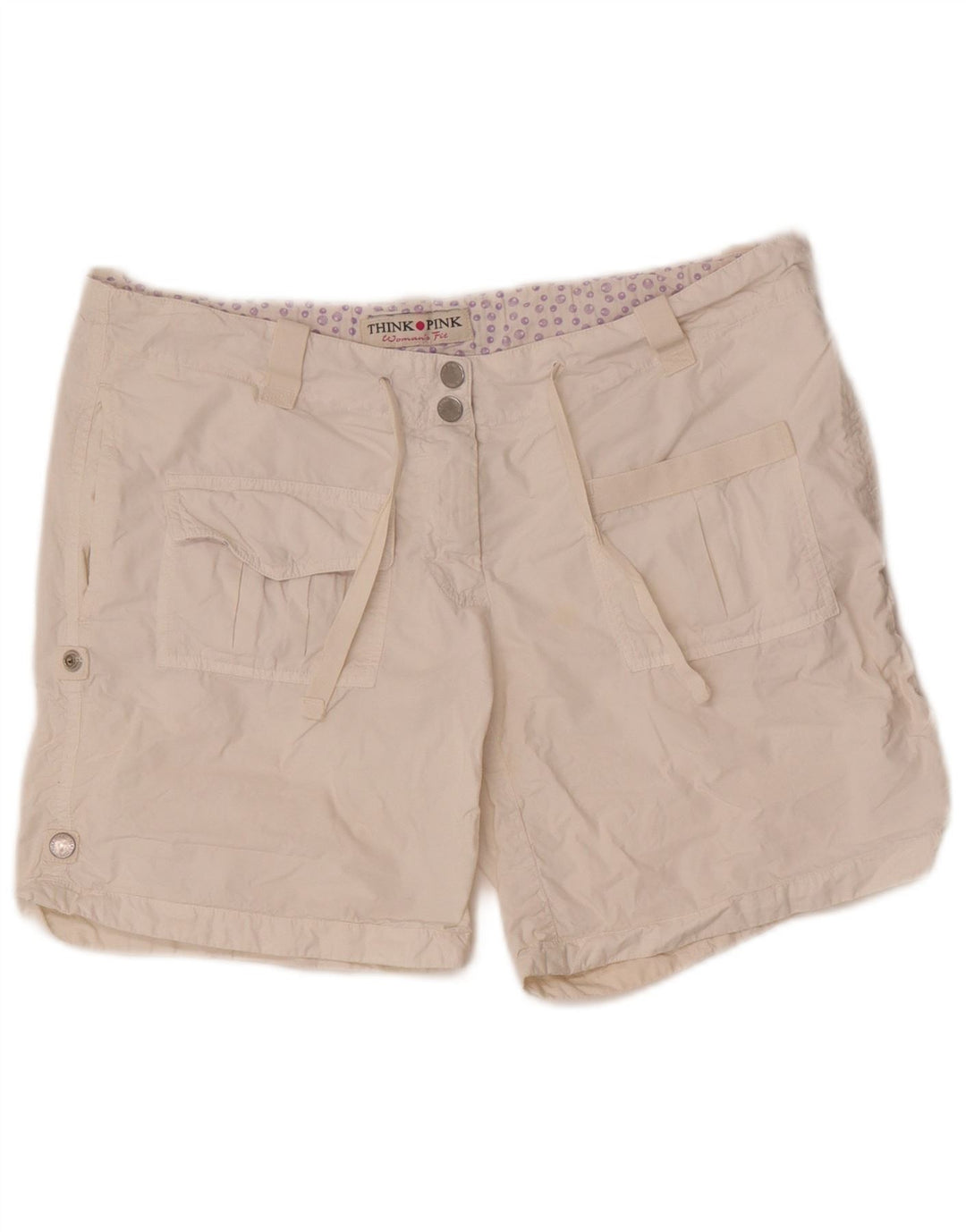 Pantalones cortos tipo cargo para mujer Think Pink W30 Algodón blanco mediano