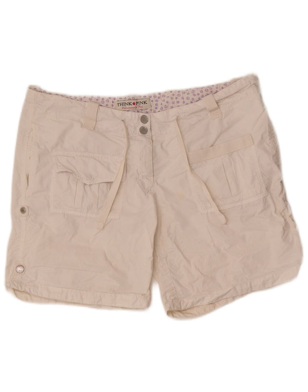 Pantalones cortos tipo cargo para mujer Think Pink W30 Algodón blanco mediano