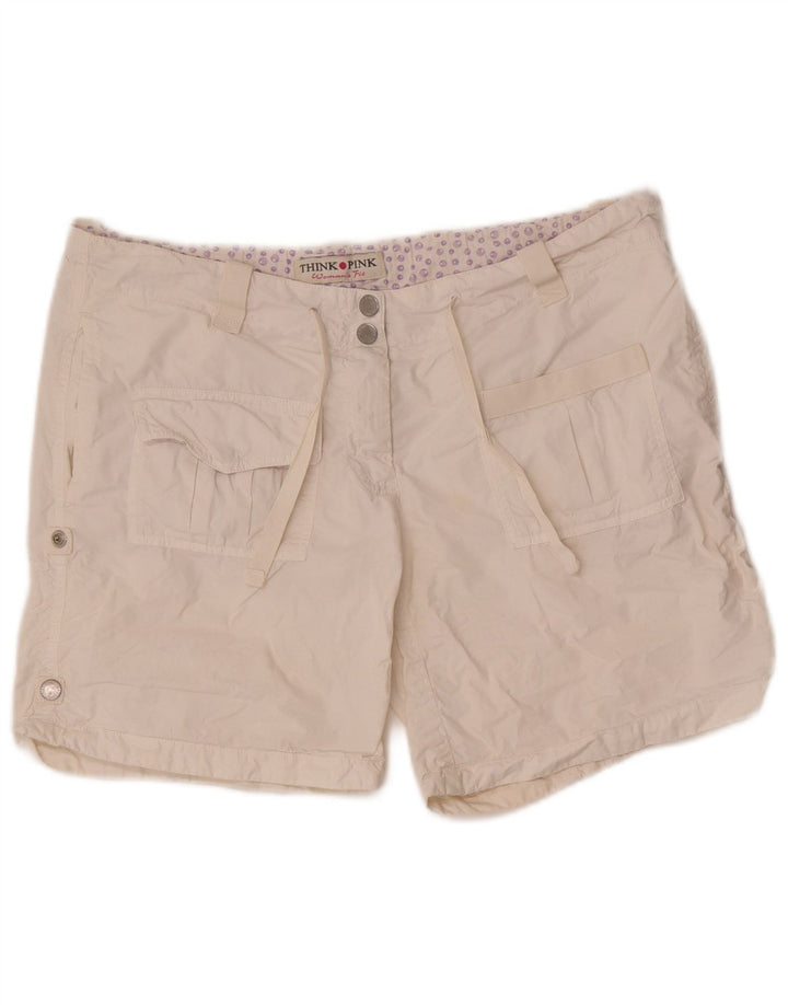Pantalones cortos tipo cargo para mujer Think Pink W30 Algodón blanco mediano