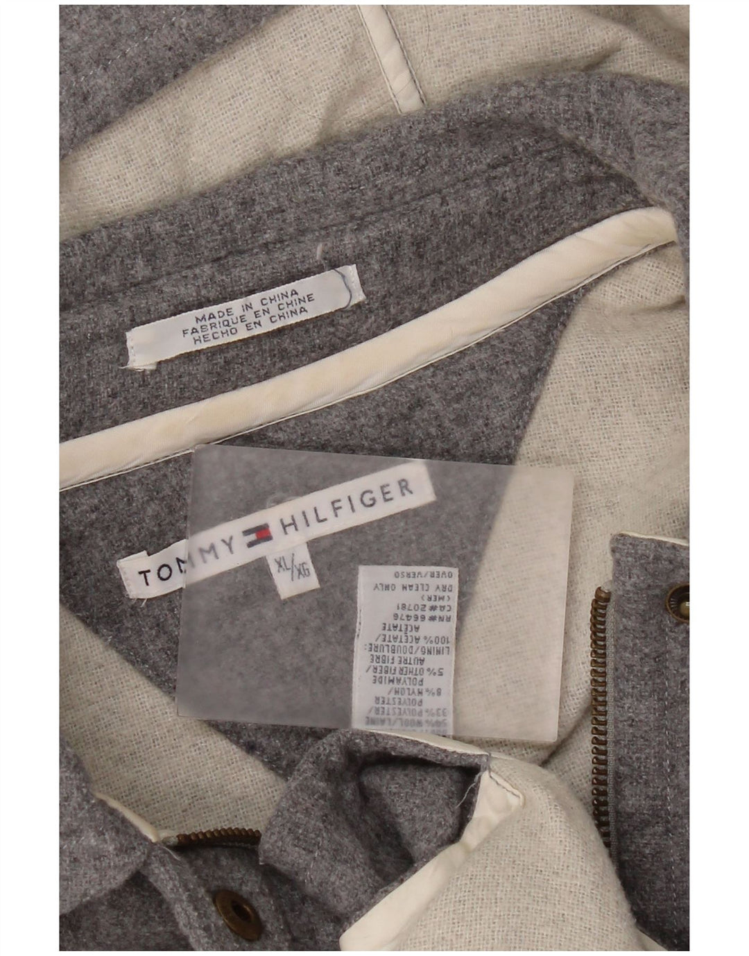 Tommy Hilfiger Abrigo con capucha para mujer UK 18 XL Lana gris