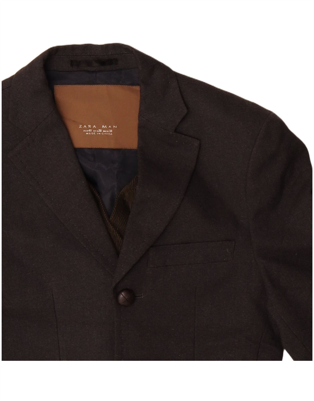 ZARA Chaqueta tipo blazer de 3 botones para hombre EU 48 Poliéster gris medio