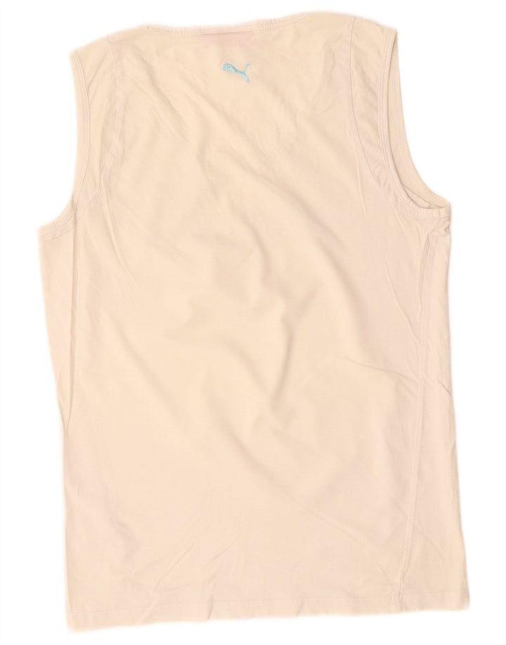 Puma Mujer Gráfico Chaleco Top UK 16 Grande Algodón Blanco