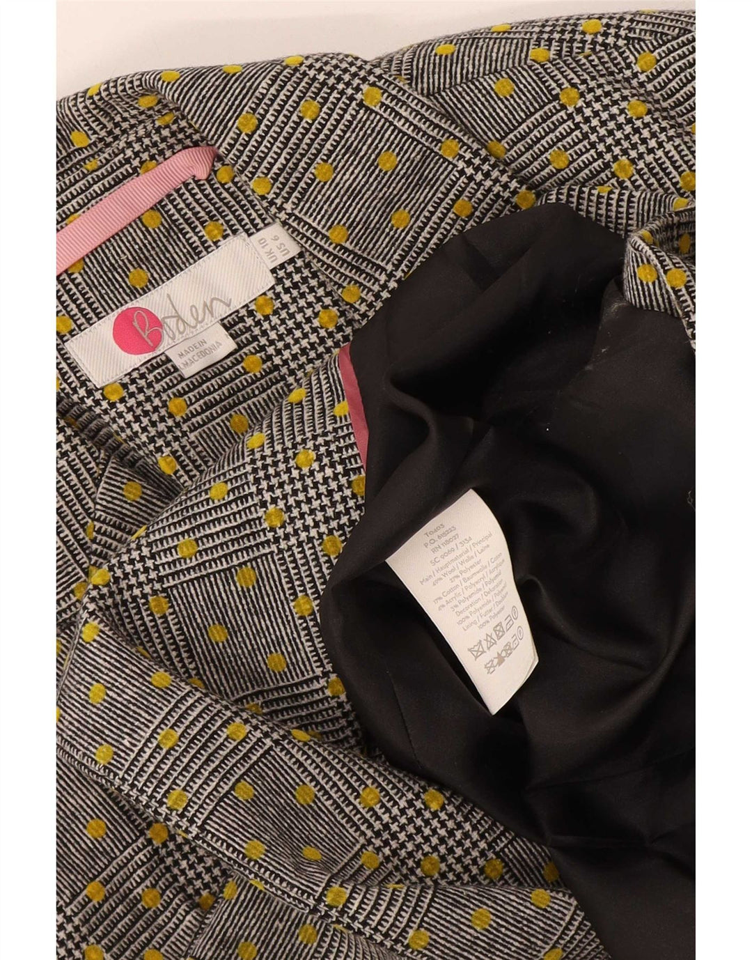 Boden Chaqueta tipo blazer con doble botonadura para mujer UK 10 Small Grey Spotted Wool