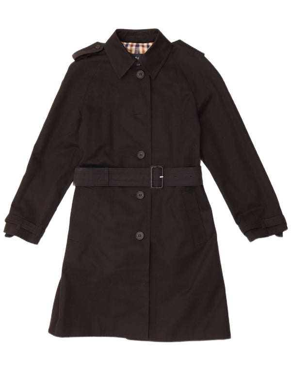 Aquascutum Gabardina para mujer UK 6 XS Algodón negro