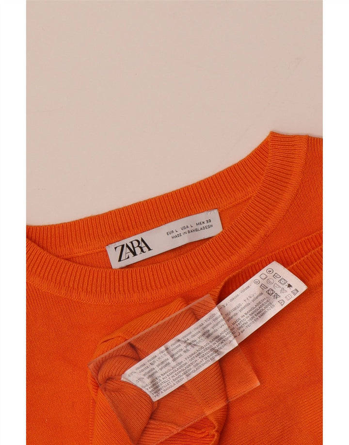 ZARA Top corto sin mangas para mujer UK 44 Viscosa naranja grande