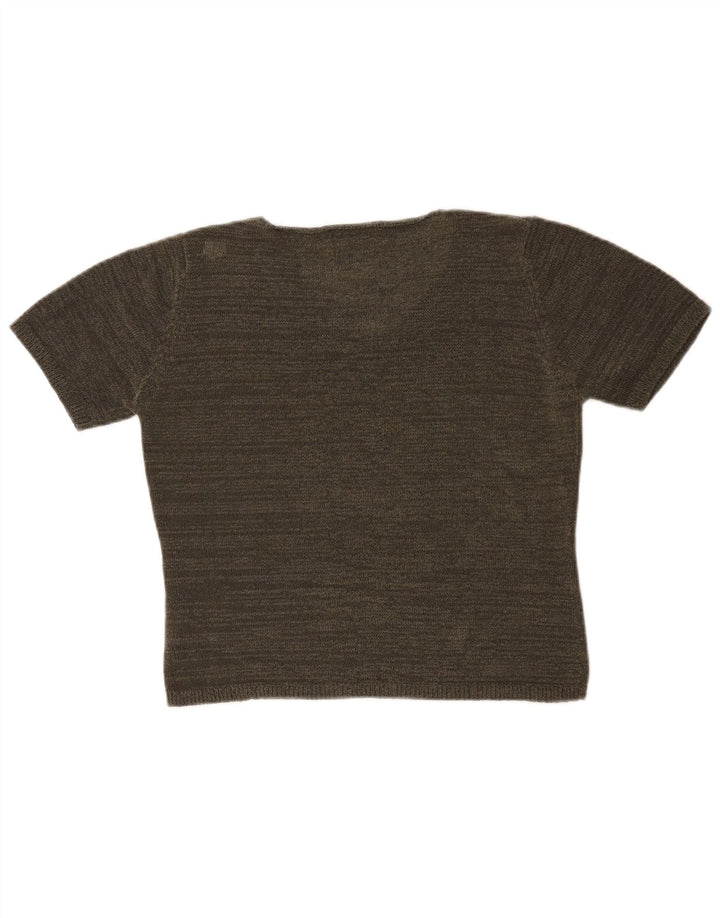 Marks & Spencer Suéter tipo jersey de manga corta con cuello en V para mujer UK 44 Medium Khak