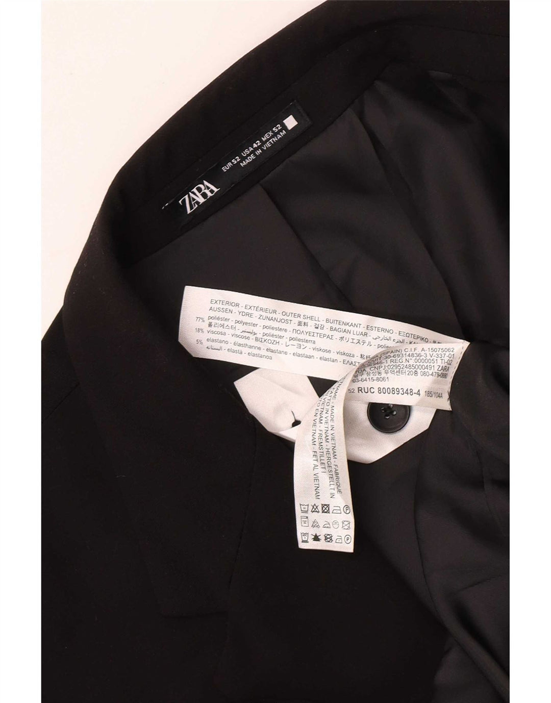 Zara Chaqueta tipo blazer de 2 botones para hombre EU 52 Grande Poliéster negro