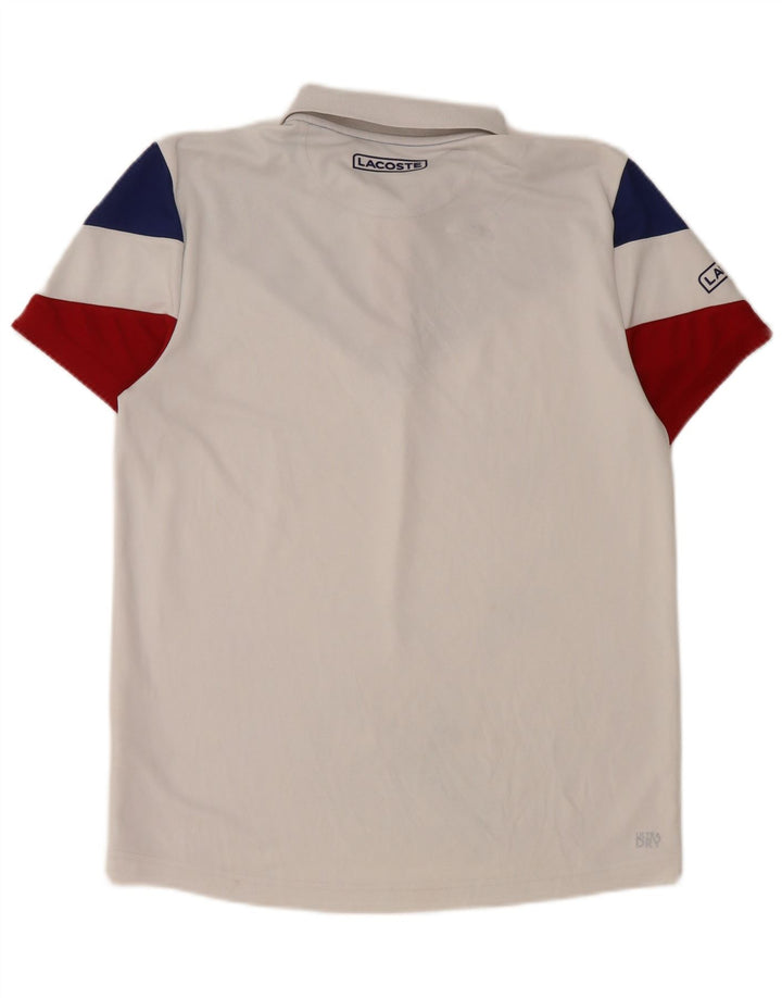 Polo Lacoste para hombre Talla 3 Pequeño Poliéster con bloques de color blanco