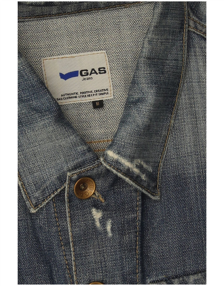 Chaqueta vaquera desgastada para hombre Gas UK 38 Algodón azul medio