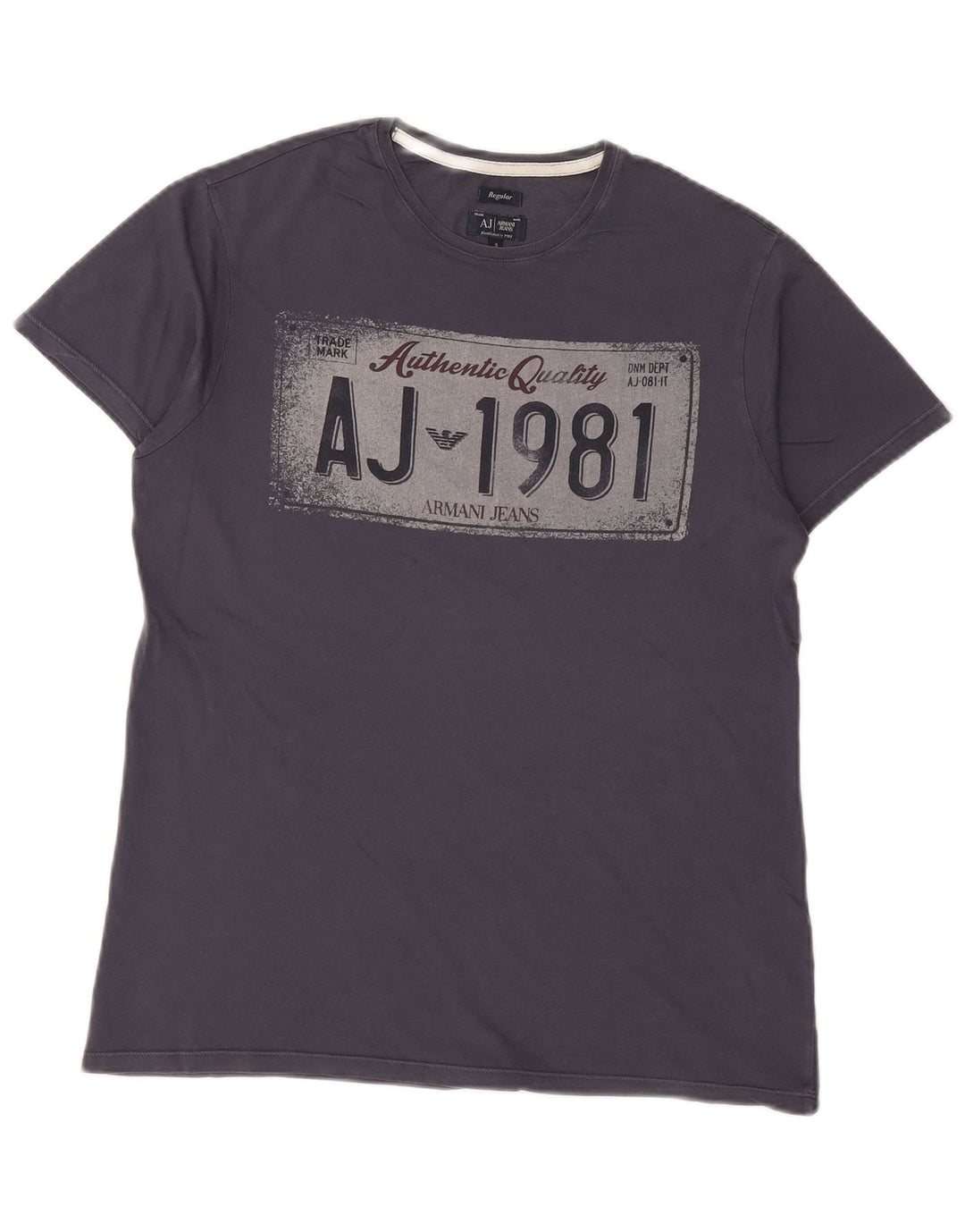 ARMANI JEANS Camiseta estampada regular para hombre Top pequeño de algodón azul marino