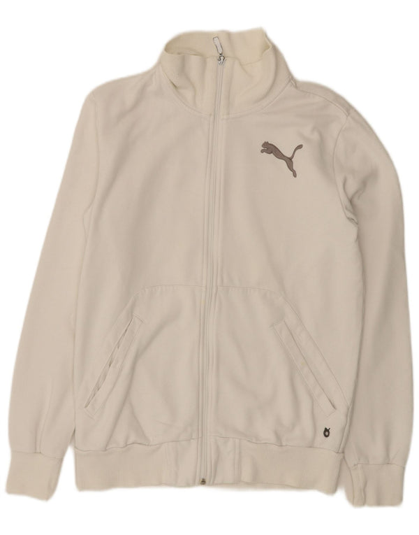 Puma Mens Graphic Chándal Top Chaqueta Pequeña Algodón Blanco