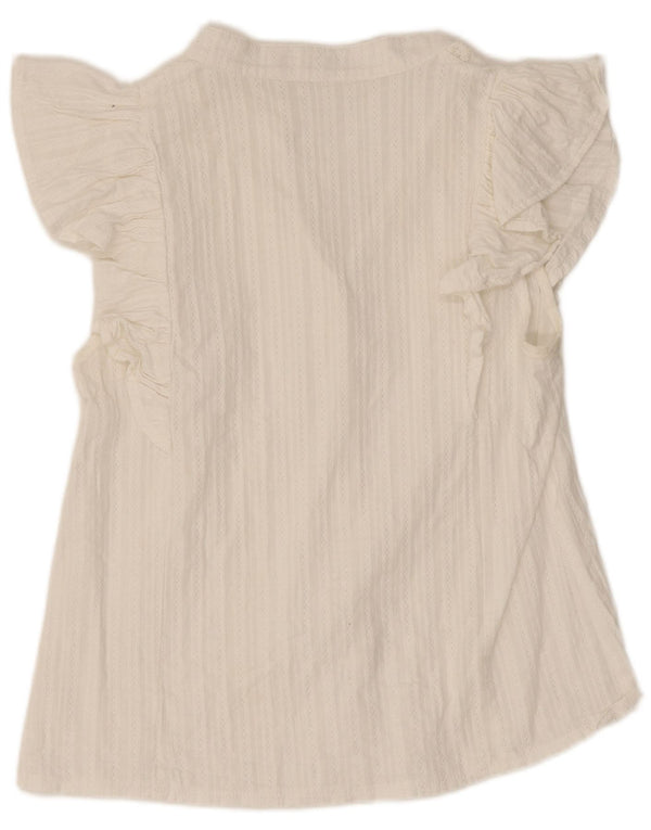 Blusa camisera de manga corta vintage para mujer UK 10 Small White