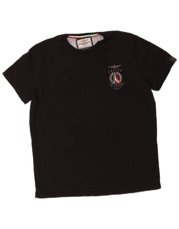 Aeronautica Militare Camiseta para hombre Top 2XL Algodón negro